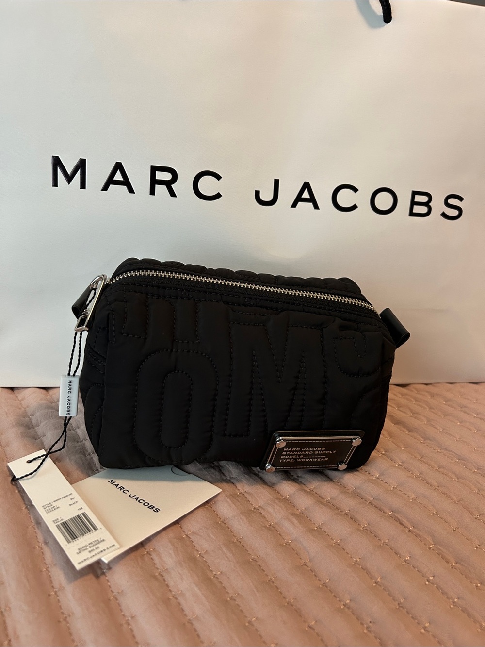Marc Jacobs Black Quilted/Puffer Cosmetic Travel Bag